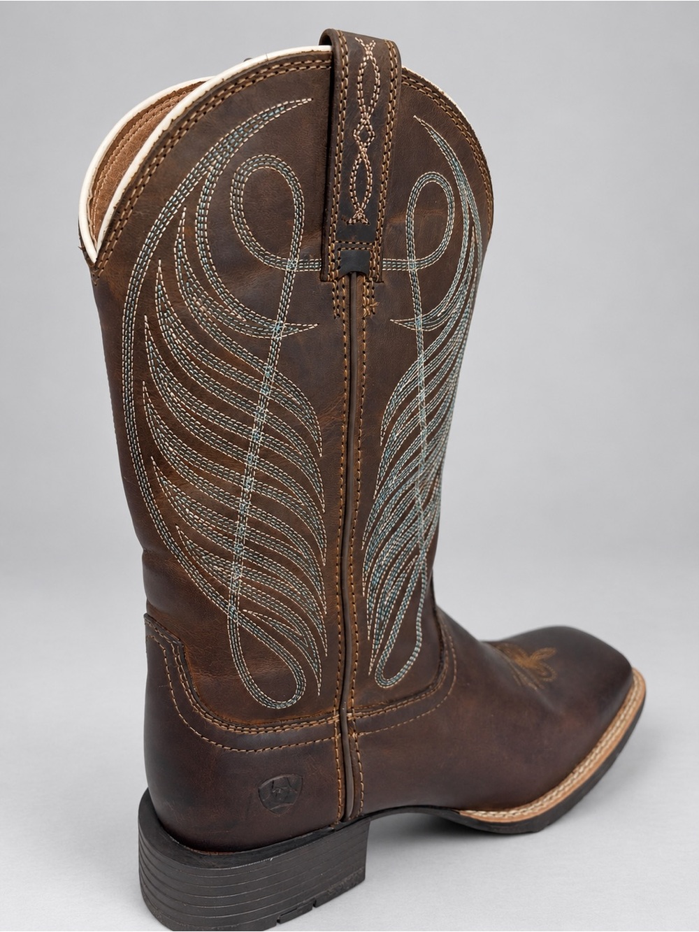 Ariat Round Up 7C Wide
Square Toe Brown Teal Leather
Western Cowgirl Boots - Picture 2 of 11